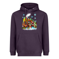 Plum christmas santa and friends train Heavyweight Hoodie - Zillion Design Studio