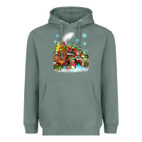 Sage christmas santa and friends train Heavyweight Hoodie - Zillion Design Studio
