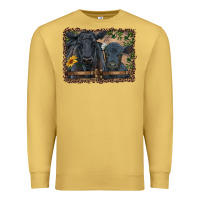 Antique Gold western black angus cattle and calf with leopard Premium Sweatshirt - RanaPortraitStore