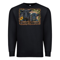 Black western black angus cattle and calf with leopard Premium Sweatshirt - RanaPortraitStore