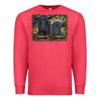 Cardinal western black angus cattle and calf with leopard Premium Sweatshirt - RanaPortraitStore