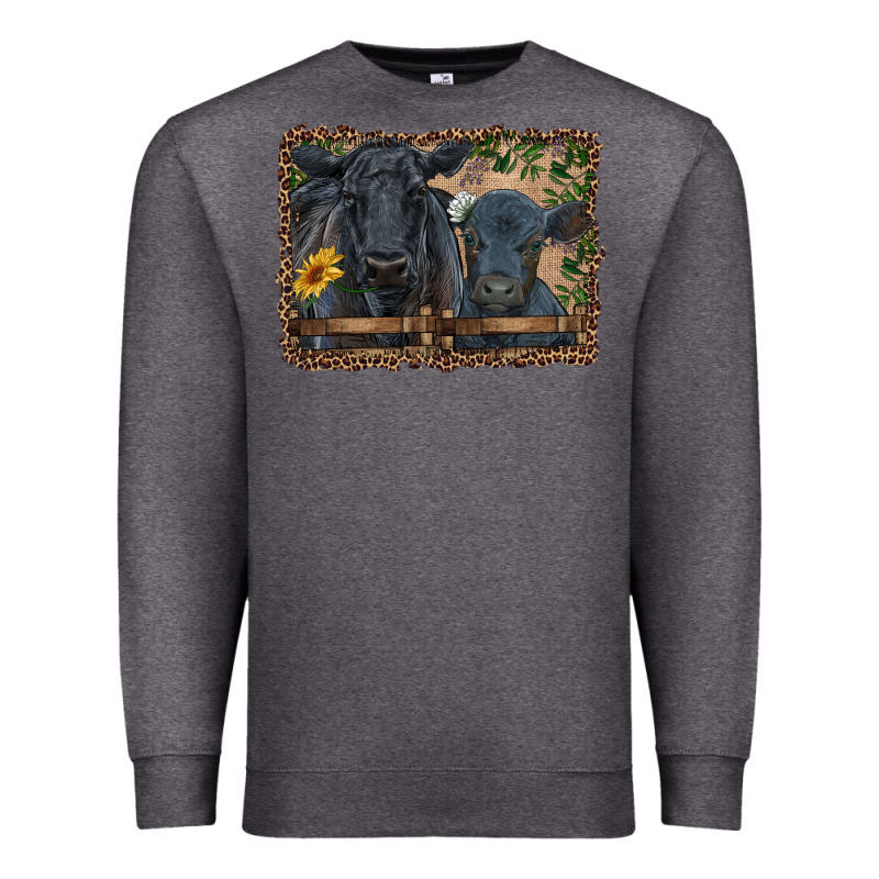 Western Black Angus Cattle And Calf With Leopard Premium Sweatshirt by RanaPortraitStore | Teevron