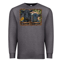 Charcoal Heather western black angus cattle and calf with leopard Premium Sweatshirt - RanaPortraitStore