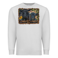 Dove Grey western black angus cattle and calf with leopard Premium Sweatshirt - RanaPortraitStore