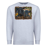 Heather Grey western black angus cattle and calf with leopard Premium Sweatshirt - RanaPortraitStore