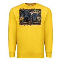 Lemon western black angus cattle and calf with leopard Premium Sweatshirt - RanaPortraitStore