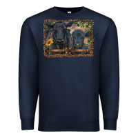 Navy western black angus cattle and calf with leopard Premium Sweatshirt - RanaPortraitStore