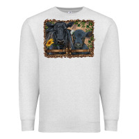 Oatmeal Heather western black angus cattle and calf with leopard Premium Sweatshirt - RanaPortraitStore