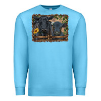 Ocean Blue western black angus cattle and calf with leopard Premium Sweatshirt - RanaPortraitStore