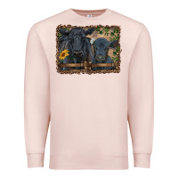 Pale Pink western black angus cattle and calf with leopard Premium Sweatshirt - RanaPortraitStore