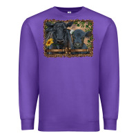 Purple western black angus cattle and calf with leopard Premium Sweatshirt - RanaPortraitStore