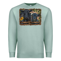 Seafoam western black angus cattle and calf with leopard Premium Sweatshirt - RanaPortraitStore