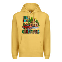 Antique Gold small town christmas church western truck Premium Hoodie - AdoDesignShop