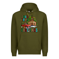 Army Green small town christmas church western truck Premium Hoodie - AdoDesignShop