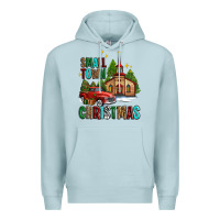 Blue Mist small town christmas church western truck Premium Hoodie - AdoDesignShop