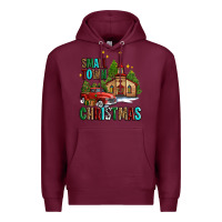 Burgundy small town christmas church western truck Premium Hoodie - AdoDesignShop