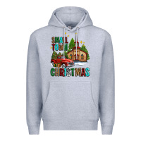 Heather Grey small town christmas church western truck Premium Hoodie - AdoDesignShop