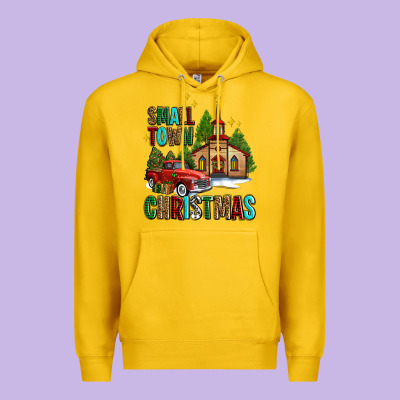 Small Town Christmas Church Western Truck Premium Hoodie Designed By Adodesignshop