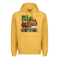 Mustard small town christmas church western truck Premium Hoodie - AdoDesignShop
