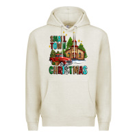 Oatmeal Heather small town christmas church western truck Premium Hoodie - AdoDesignShop