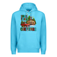 Ocean Blue small town christmas church western truck Premium Hoodie - AdoDesignShop