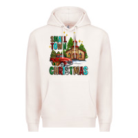 Pale Pink small town christmas church western truck Premium Hoodie - AdoDesignShop