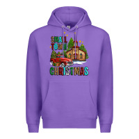 Purple small town christmas church western truck Premium Hoodie - AdoDesignShop