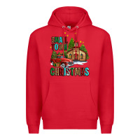Red small town christmas church western truck Premium Hoodie - AdoDesignShop