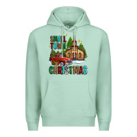 Seafoam small town christmas church western truck Premium Hoodie - AdoDesignShop