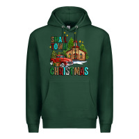 Sports Green small town christmas church western truck Premium Hoodie - AdoDesignShop
