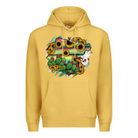 Antique Gold Guanajuato sunflower serape map Premium Hoodie - RanaPortraitStore