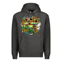 Charcoal Heather Guanajuato sunflower serape map Premium Hoodie - RanaPortraitStore