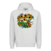 Dove Grey Guanajuato sunflower serape map Premium Hoodie - RanaPortraitStore