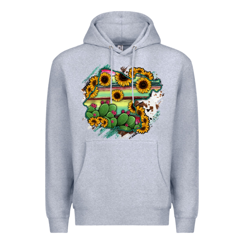 Guanajuato Sunflower Serape Map Premium Hoodie by RanaPortraitStore | Teevron
