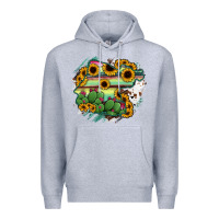 Heather Grey Guanajuato sunflower serape map Premium Hoodie - RanaPortraitStore
