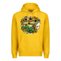Lemon Guanajuato sunflower serape map Premium Hoodie - RanaPortraitStore