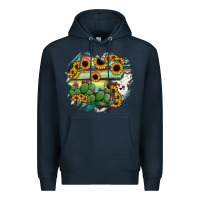Navy Guanajuato sunflower serape map Premium Hoodie - RanaPortraitStore