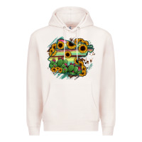 Pale Pink Guanajuato sunflower serape map Premium Hoodie - RanaPortraitStore