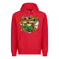 Red Guanajuato sunflower serape map Premium Hoodie - RanaPortraitStore