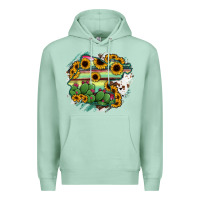 Seafoam Guanajuato sunflower serape map Premium Hoodie - RanaPortraitStore