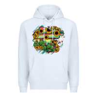 White Guanajuato sunflower serape map Premium Hoodie - RanaPortraitStore