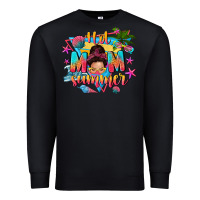 Black hot mom summer with messy bun Premium Sweatshirt - texasbilliewilder