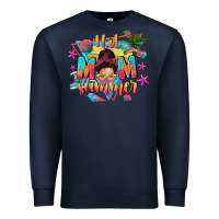Navy hot mom summer with messy bun Premium Sweatshirt - texasbilliewilder
