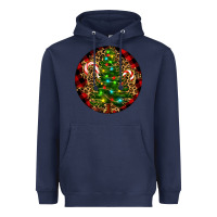Navy Christmas Tree Heavyweight Hoodie - RanaPortraitStore