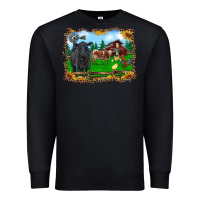 Black western barnyard black angus cattle longhorn rooster and chicks Premium Sweatshirt - RanaPortraitStore