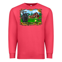 Cardinal western barnyard black angus cattle longhorn rooster and chicks Premium Sweatshirt - RanaPortraitStore