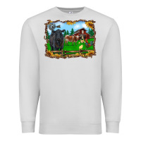 Dove Grey western barnyard black angus cattle longhorn rooster and chicks Premium Sweatshirt - RanaPortraitStore