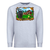 Heather Grey western barnyard black angus cattle longhorn rooster and chicks Premium Sweatshirt - RanaPortraitStore