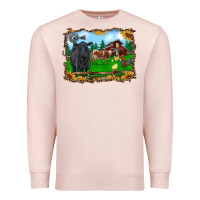 Pale Pink western barnyard black angus cattle longhorn rooster and chicks Premium Sweatshirt - RanaPortraitStore