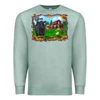 Seafoam western barnyard black angus cattle longhorn rooster and chicks Premium Sweatshirt - RanaPortraitStore